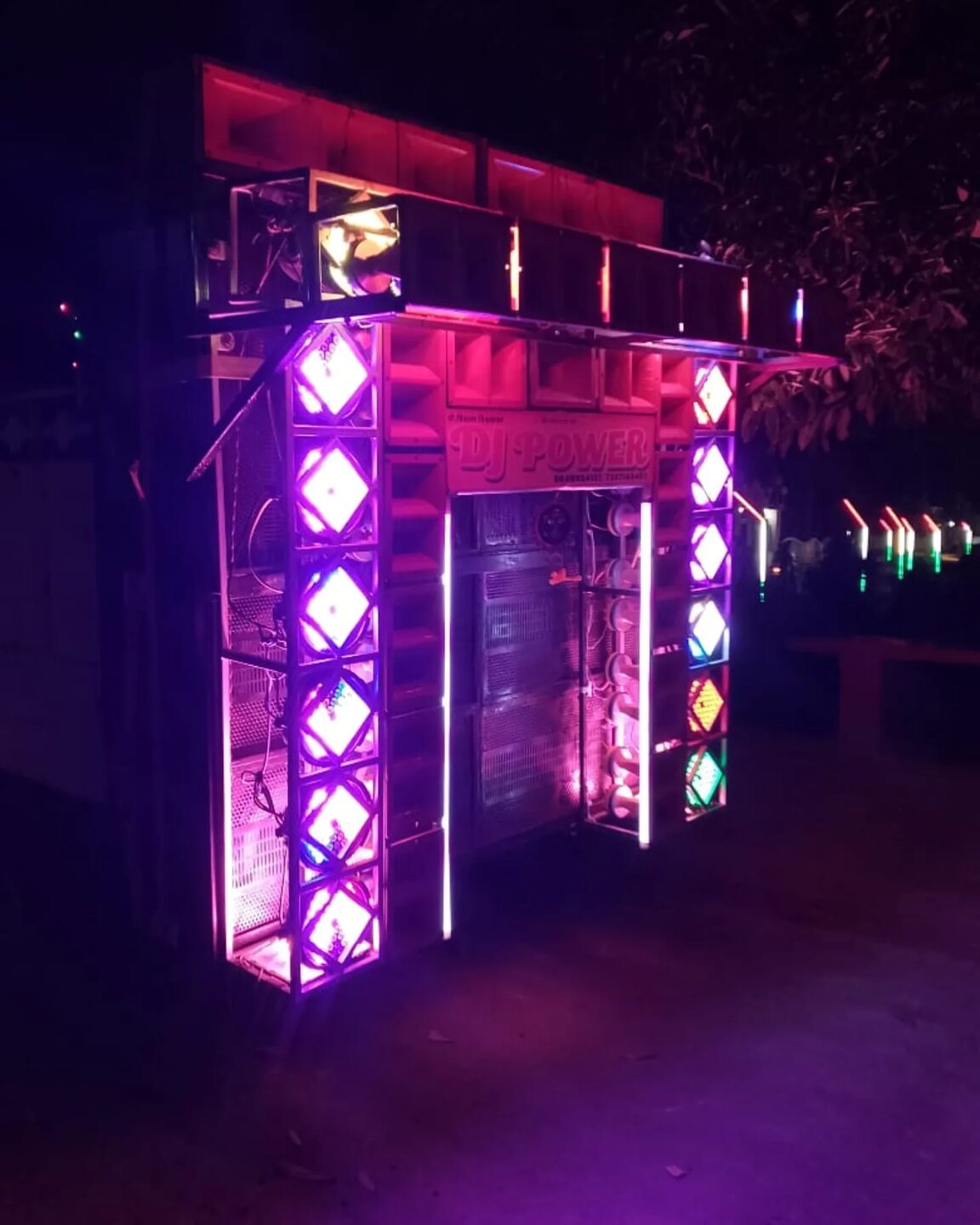 Lights rig at night